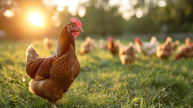 On the remote farm, chickens are allowed to roam freely, space, Generative AI.