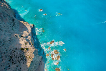 Porto Katsiki beach, view from above. Greece. Drone.