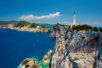 Lighthouse on the island Lighthouse on the island , Phare d'Akrotiri Lefkada. Greece.