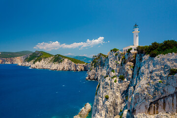 Lighthouse on the island Lighthouse on the island , Phare d'Akrotiri Lefkada. Greece.
