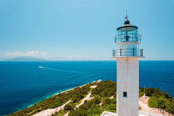 Fototapeta na wymiar Lighthouse on the island Lighthouse on the island , Phare d'Akrotiri Lefkada. Greece.