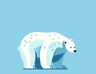 シロクマ, ベクターイラスト, はがきサイズ, 寒中見舞, 暑中見舞い, 残暑見舞い, 横