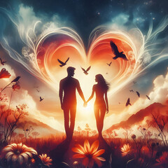 silhouette of a person and a girl