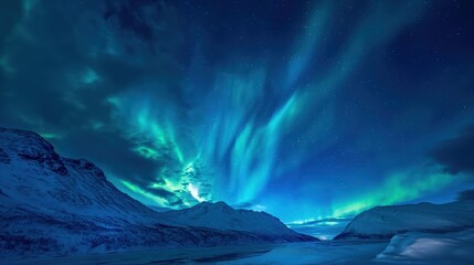 Fototapeta premium Northern lights or Aurora borealis in the sky - Tromso, Norway