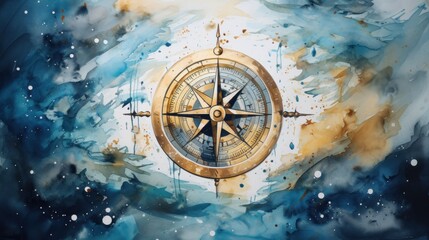 compass watercolor