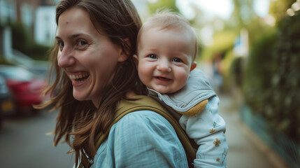Obraz premium mother and son smiling together for mother's day