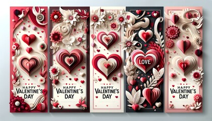 Romantic Valentine's Day Casino Card with Red Hearts and Christmas Decorations