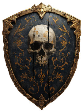 skull shield - coat of arms - generative ai