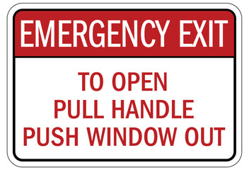 Truck safety sign to open pull handle push window out