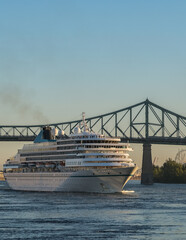 Phoenix cruiseship or cruise ship liner Amera arrival to port Montreal, Canada on sunny day on St....