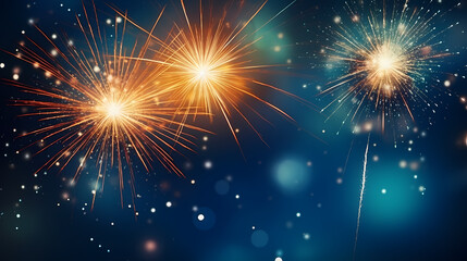 Naklejka premium Beautiful creative holiday background. Fireworks and sparkles