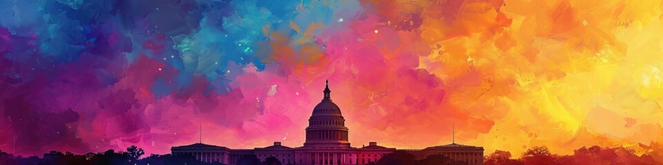 Texas Capitol building landscape watercolor