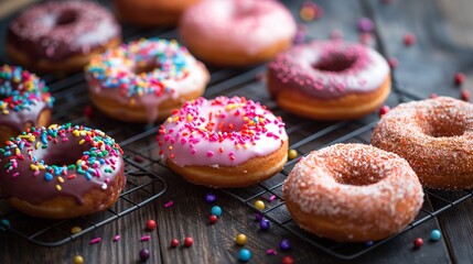 Assorted Doughnuts on a Rack