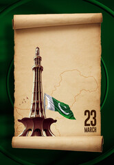 23rd March Resolution Day. 3d rendering illustration.
