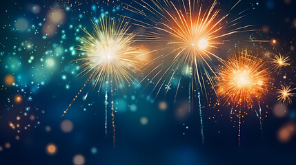 Beautiful creative holiday background. Fireworks and sparkles