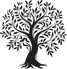Obraz premium Tree silhouette Hand-drawn isolated Vector illustrations