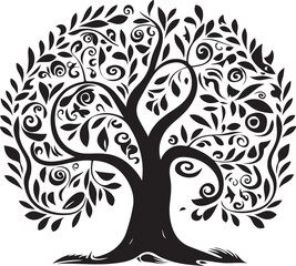 Obraz premium Tree silhouette Hand-drawn isolated Vector illustrations