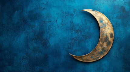 Arabic Ramadan crescent on modern blue wall background