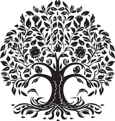 Tree silhouette Hand-drawn isolated Vector illustrations