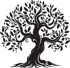 Tree silhouette Hand-drawn isolated Vector illustrations