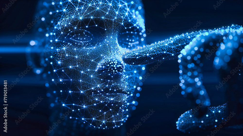 Poster Futuristic Digital Networking in Technology, Abstract Design with Blue Connectivity Lines