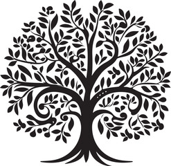 Tree silhouette Hand-drawn isolated Vector illustrations