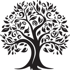 Tree silhouette Hand-drawn isolated Vector illustrations