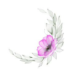 Watercolor flowers template frame vignette invitation illustration
