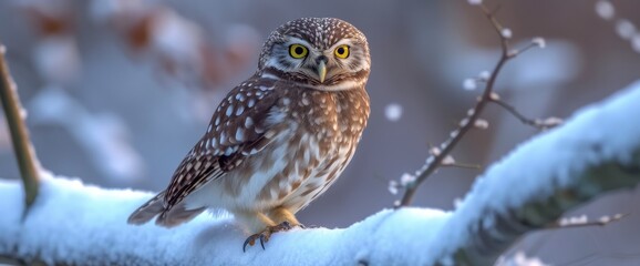 Bird Little Owl Athene Noctua Male, HD background, Background Banner - obrazy, fototapety, plakaty