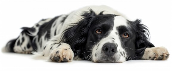 Black White Spotted Dog Lying Down, HD background, Background Banner