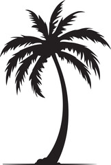 Obraz premium Tropical palm trees with leaves and black silhouettes isolated on a white background. Vector
