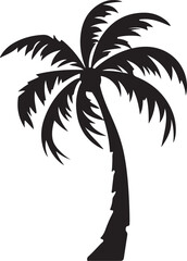 Obraz premium Tropical palm trees with leaves and black silhouettes isolated on a white background. Vector