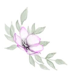 Watercolor flowers template frame vignette invitation illustration