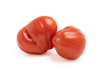 Red tomatoes on a white background