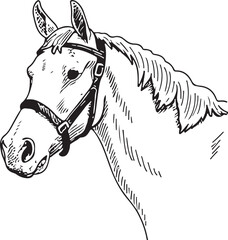 Horse Line art vector illustration black color