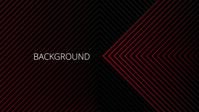 Black abstract background with red triangular pattern, modern geometric texture, diagonal rays and angles	