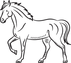 Horse Line art vector illustration black color