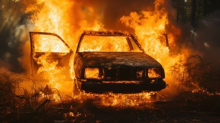 Fototapeta na wymiar car in fire