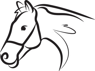 Horse Line art vector illustration black color © Alivio Arts