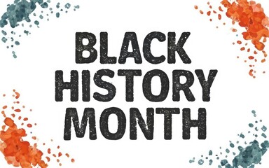 Fototapeta premium Black History Month poster with a text title. African-American people's equality rights are celebrated. Watercolor style illustration. 