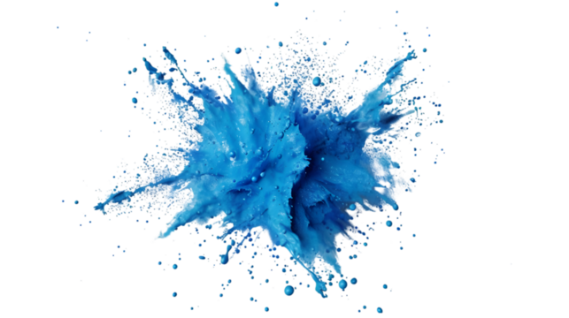 Blue Paint Burst on Transparent Background