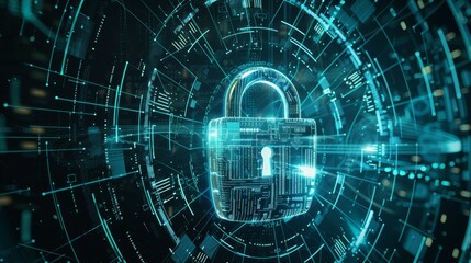 Obraz premium Secure Matrix: The Futuristic Lock Safeguarding Cyber Realms