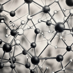 molecule style illustration in monochrome