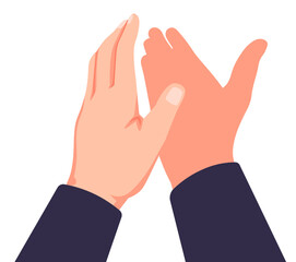 Clapping hands in a flat style. Vector illustration of a hands showing congratulations, support, ovation isolated on a white background