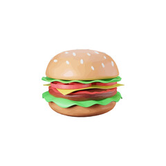 Burger 3d vector illustration icon 
