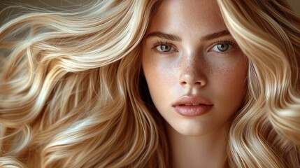 portrait of a blonde girl with blue eyes