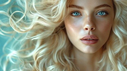 Fototapeta premium portrait of a blonde girl with blue eyes