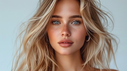 Fototapeta premium portrait of a blonde girl with blue eyes