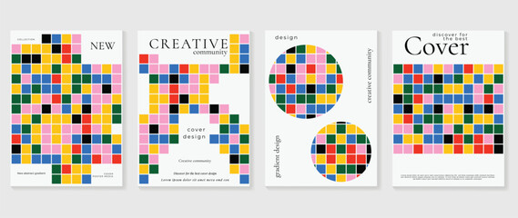 Abstract pixel background cover vector. Modern digital wallpaper with multicolor. Futuristic landing page illustration for branding, commercial, advertising, web, poster, card.