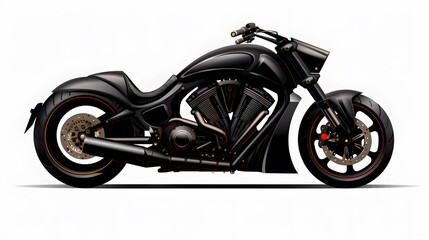 black motorbike isolated on transparent background 